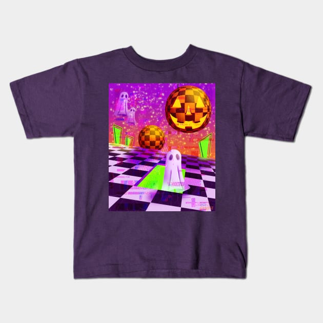 Vaporwave Halloween Kids T-Shirt by Jan Grackle